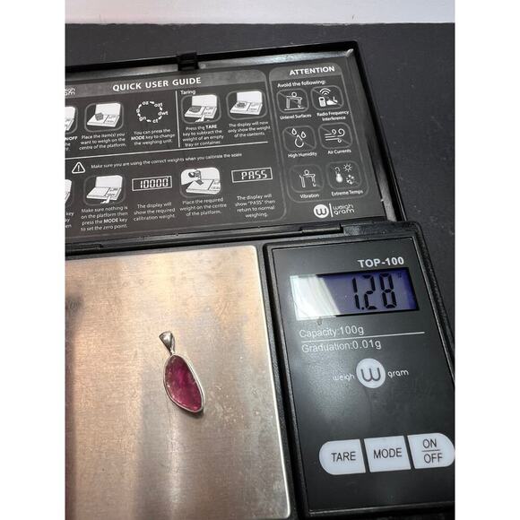 NEW Pink tourmaline sterling silver pendant 1.28 gram - Picture 10 of 11